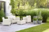 Keter SCANDI FORMA kerti bútor szett – 4 személyes, sofa + 2 fotel + tárolós asztal, Pebble grey / Soft beige