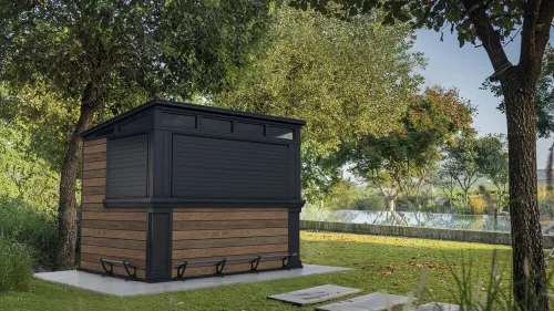 Keter DECO BAR DUO kerti bár és tároló – DECOCOAT, walnut, 2 az 1-ben