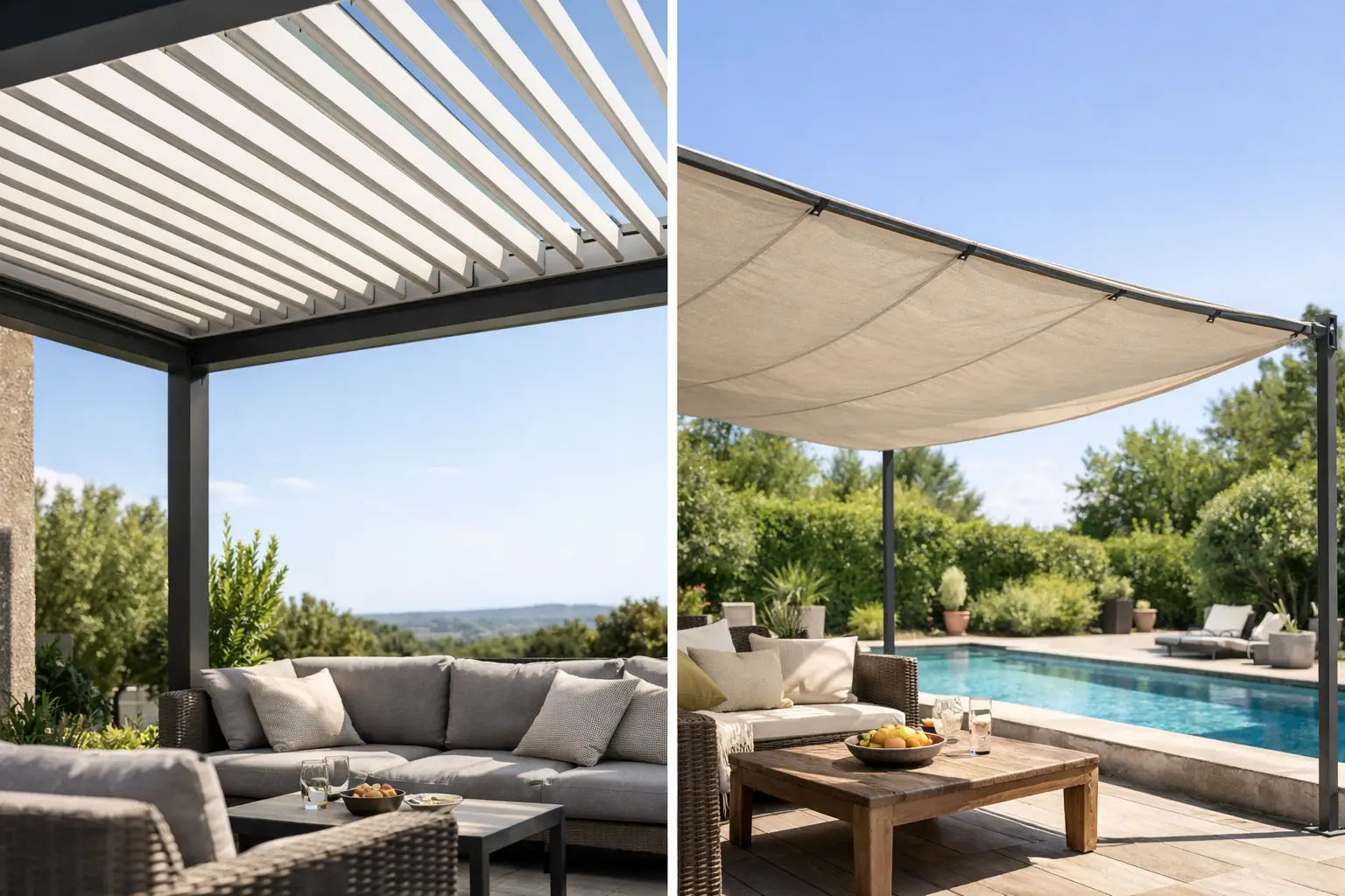 Lamellás pergola vagy ponyvatető - mit válasszon?